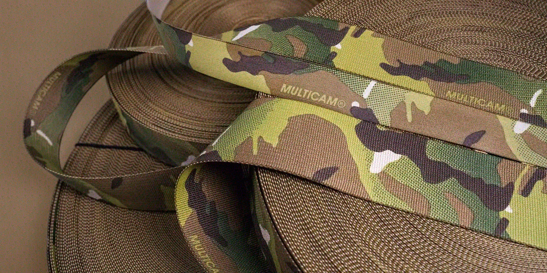 Original MultiCam printed webbing photographed on the official MultiCam supplier website